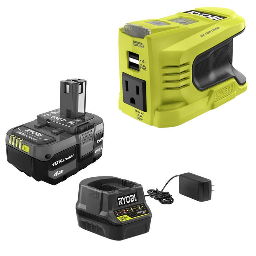 RYOBI 150-Watt Push Start Power Source for ONE+ 18-Volt Battery with 4.0 Ah Battery and Charger