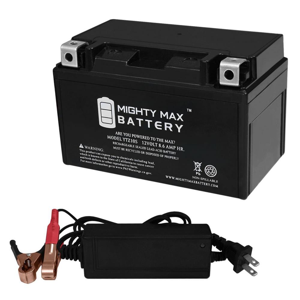 MIGHTY MAX BATTERY YTZ10S Replacement Battery for Husqvarna 693 701 Enduro, Supermoto 16-19 + 12V 2Amp Charger