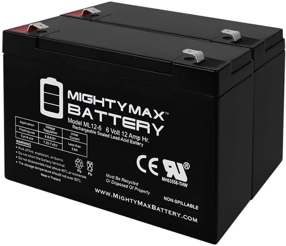 MIGHTY MAX BATTERY 6V 12AH F2 SLA Battery for Baxter Healthcare 6200 Flo Guard - 2 Pack