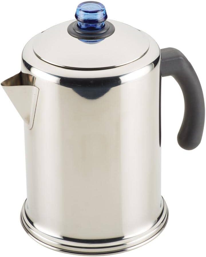 Farberware 12-Cup Classic Stainless Steel with Blue Knob Coffee Percolator