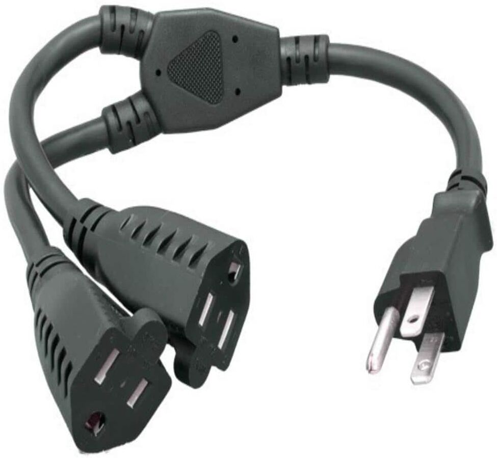 SANOXY 14 in. 16 AWG Power Cord Splitter Cable (2 NEMA 5-15R to 1 NEMA 5-15P)