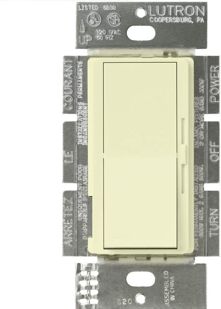 Lutron Diva Dimmer Switch for Electronic Low Voltage, 300-Watt/Single-Pole or 3-Way, Almond (DVELV-303P-AL)