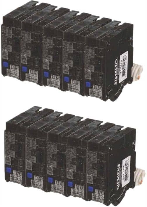 Siemens 15 Amp Single Pole Combination AFCI Circuit Breakers (10-Pack)