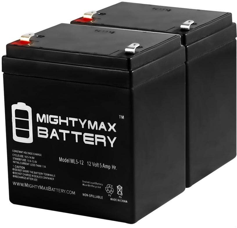 MIGHTY MAX BATTERY ML5-12 - 12V 5AH Battery for Razor E100 Electric Scooter Gas - Not compatible with Power Core E100 - 2 Pack