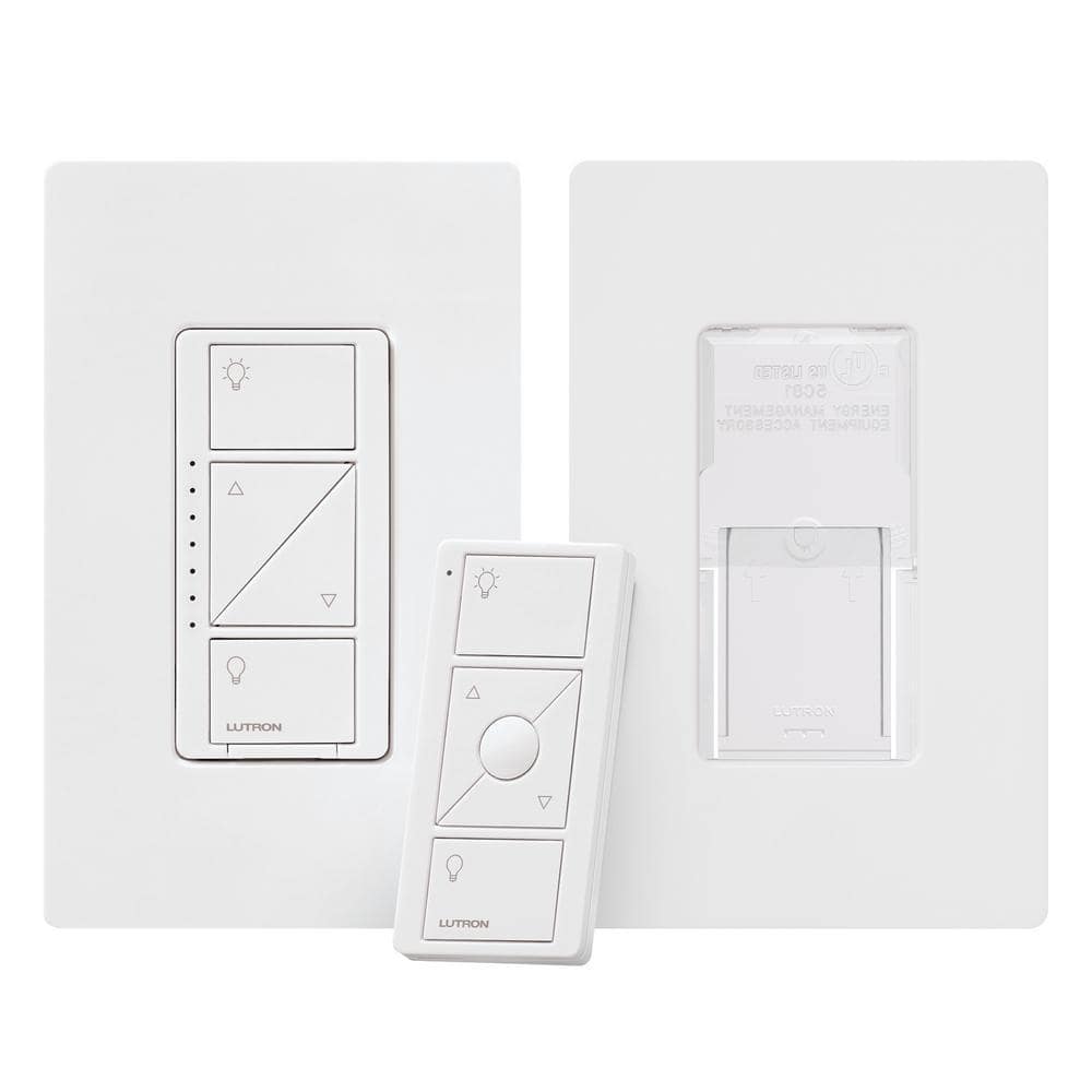 Lutron Caseta Smart Dimmer Switch and Pico Remote 3 Way Mounting Kit, 150W LED Bulbs, White (PKG1W-PICOMNT-BNDL)