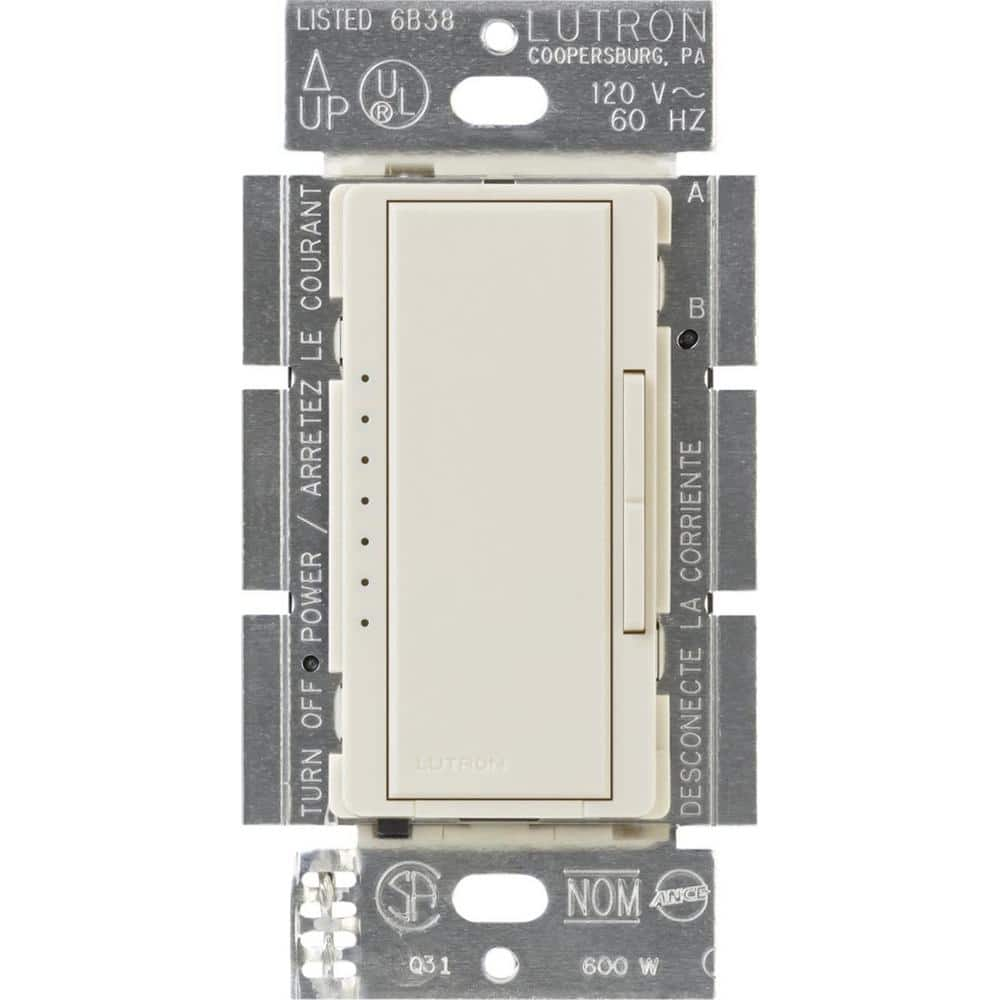 Lutron Maestro Digital Dimmer Switch for Electronic Low Voltage, 600W/Multi-Location, Light Almond (MAELV-600-LA)