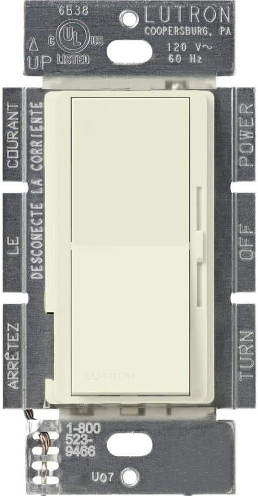 Lutron Diva Dimmer Switch for Electronic Low Voltage, 300-Watt/Single-Pole or 3-Way, Biscuit (DVSCELV-303P-BI)