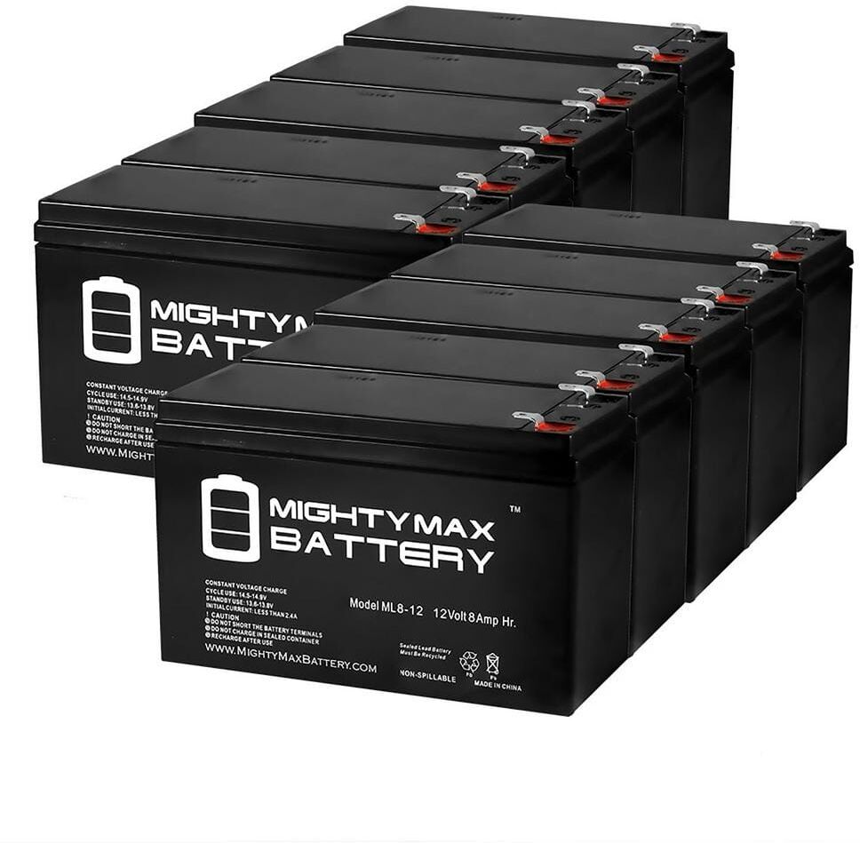 MIGHTY MAX BATTERY 12V 8Ah Battery Replacement for Alarm Electronic Scale - 10 Pack