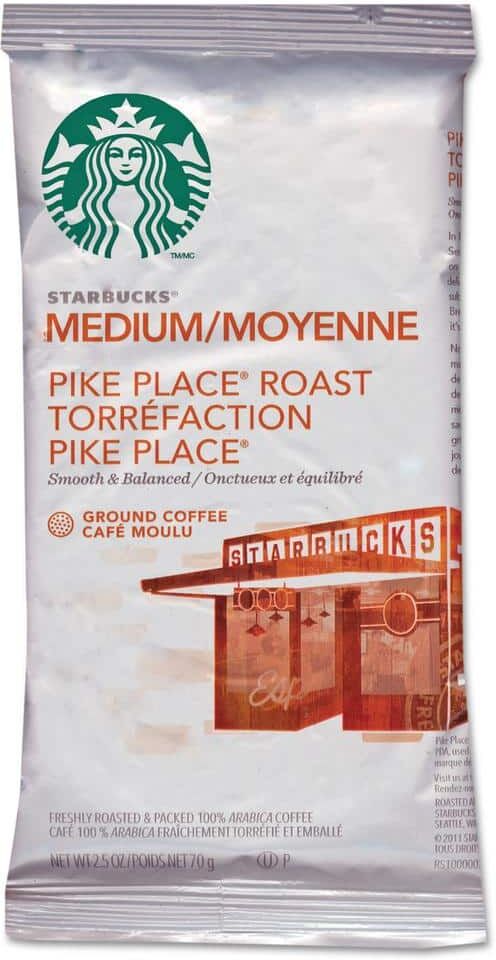 Starbucks 2.5 oz. Coffee, Pike Place, Coffee Grounds, 18/Box