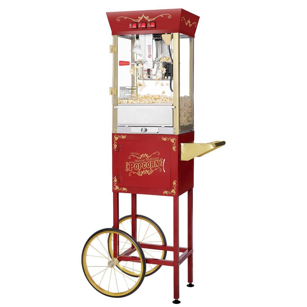 GREAT NORTHERN Matinee Movie 8 oz. Antique Red Popcorn Machine with Cart