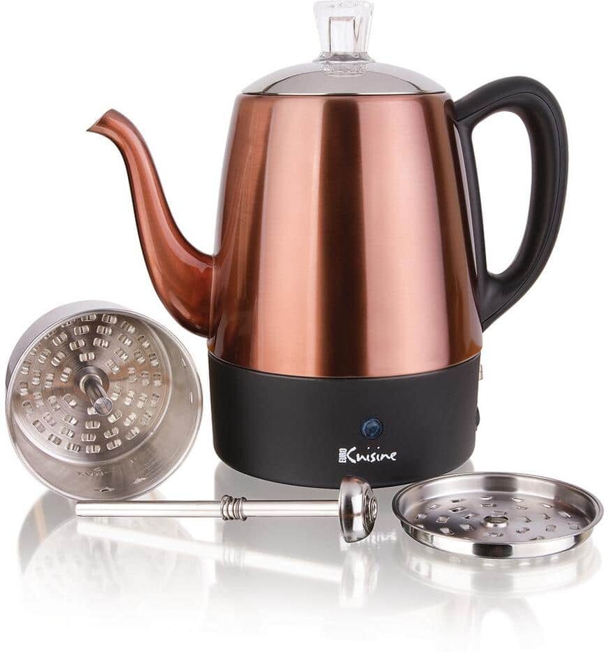 Euro Cuisine Electric 4-Cup Percolator Copper Color