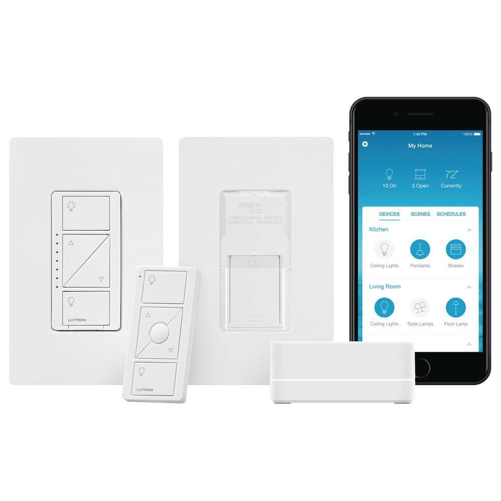 Lutron Caseta Smart Lighting Dimmer Switch and Pico Wall-Mounting Starter Kit with Smart Hub (CASETA-PICOMOUNT-BNDL)