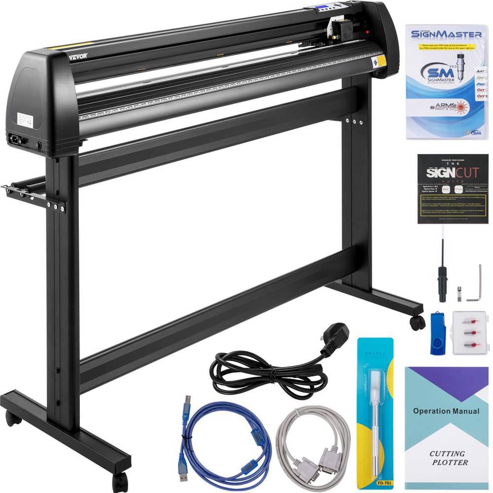VEVOR Vinyl Cutter Machine 53 in. Adjustable Force and Speed LED Plotter Printer with Floor Stand for Making Sign Label