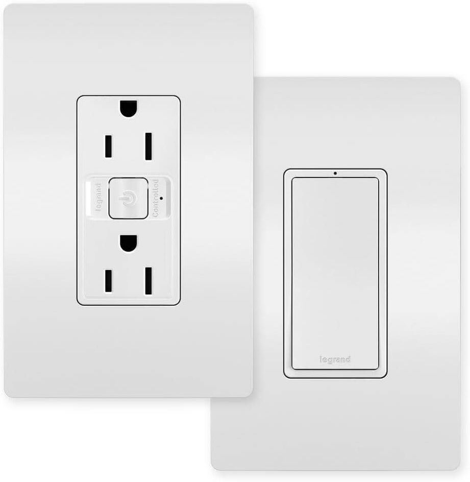 Legrand radiant with Netatmo Easy Switched Duplex Outlet Kit, White