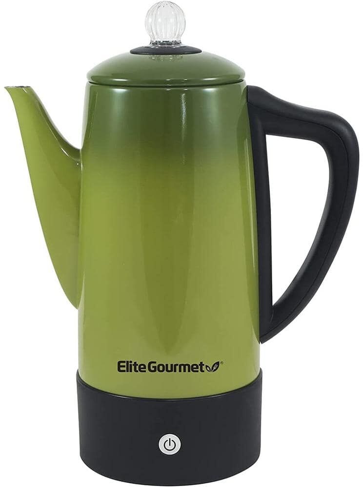 Elite Gourmet 12-Cup Stainless Steel Coffee Percolator, Vintage Green