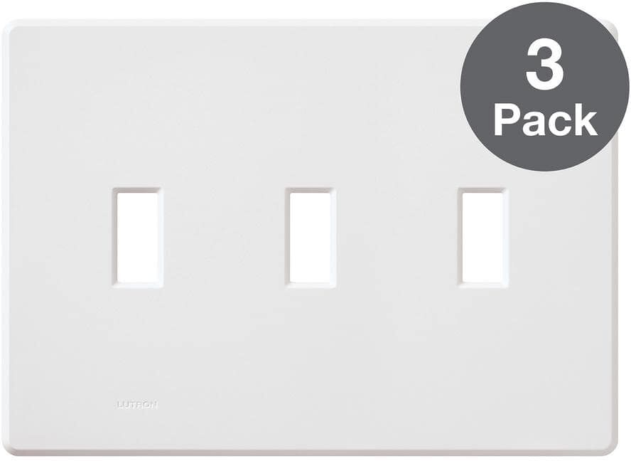 Lutron Fassada 3 Gang Toggle Switch Cover Plate for Dimmers and Switches, White (FG-3-WH-3PK) (3-Pack)