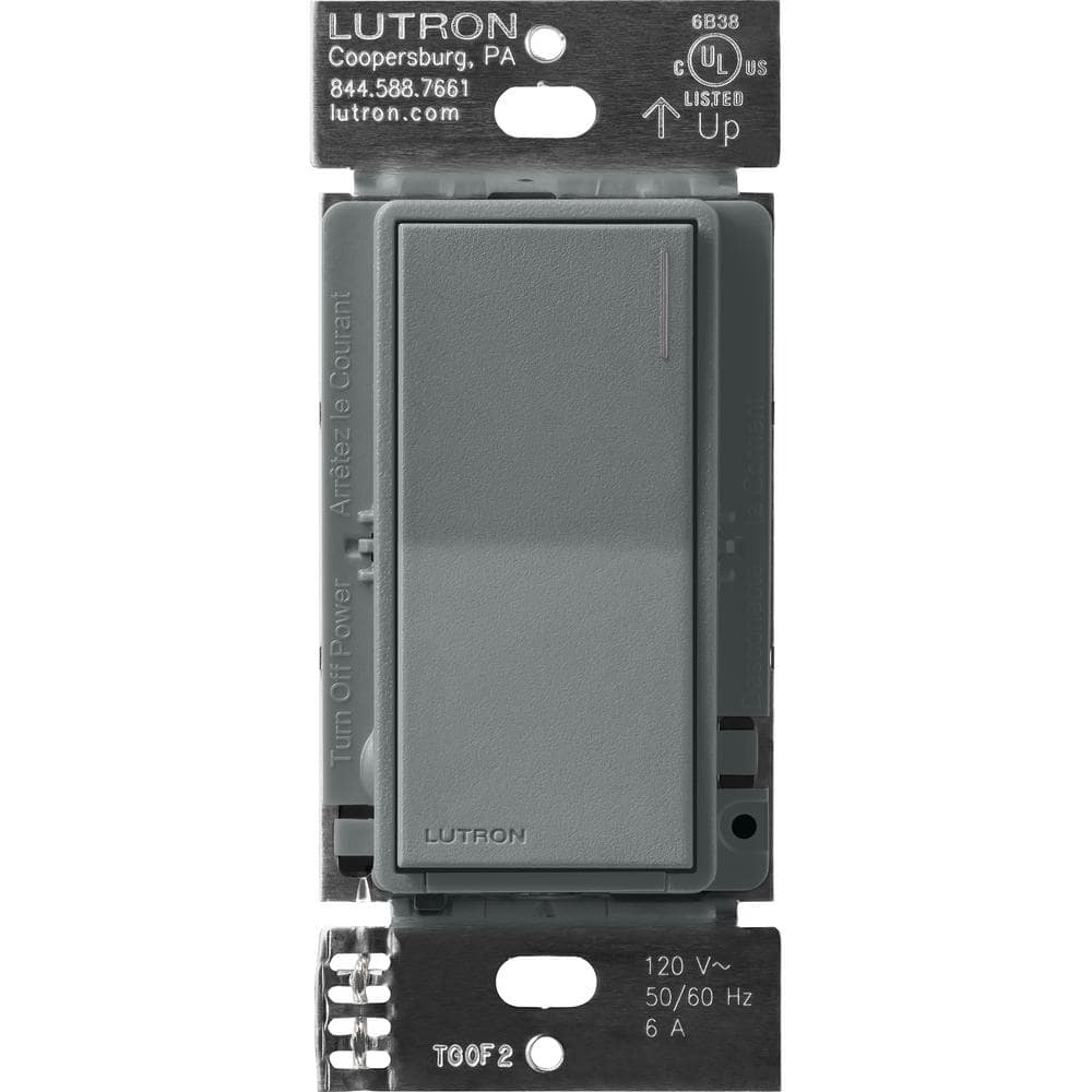 Lutron Sunnata Switch, for 6A Lighting or 3A 1/10 HP Motor, Single Pole/Multi Location, Slate (ST-6ANS-SL)