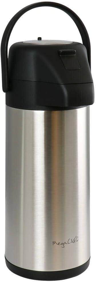 MegaChef 12 Cup Silver Stainless Steel Vacuum Body Pump Cap Air Pot