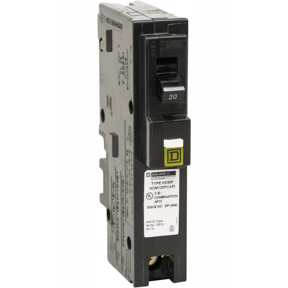 Square D Homeline 20 Amp Single-Pole Plug-On Neutral Combination Arc Fault Circuit Breaker(HOM120PCAFIC)