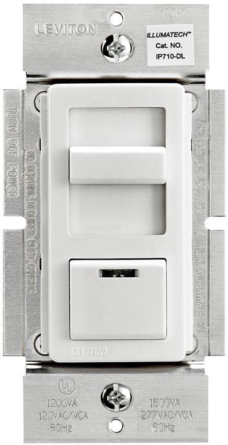 Leviton IllumaTech Slide Dimmer for LED 0-10V Power Supplies, 1200VA, 10A LED, 120/277 VAC, White w/ Color Change Kits Included