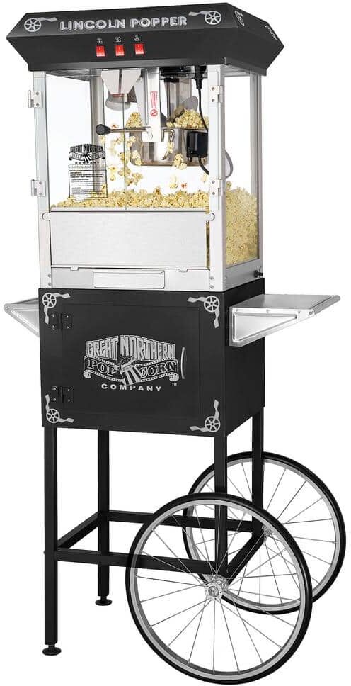 GREAT NORTHERN Lincoln 8 oz. Antique Black Popcorn Machine with Cart