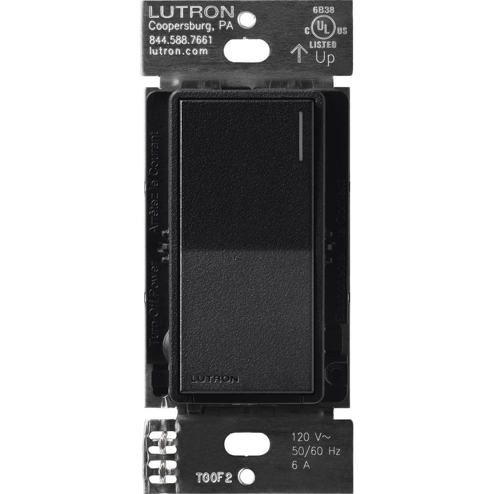 Lutron Sunnata Switch, for 6A Lighting or 3A 1/10 HP Motor, Single Pole/Multi Location, Midnight (ST-6ANS-MN)