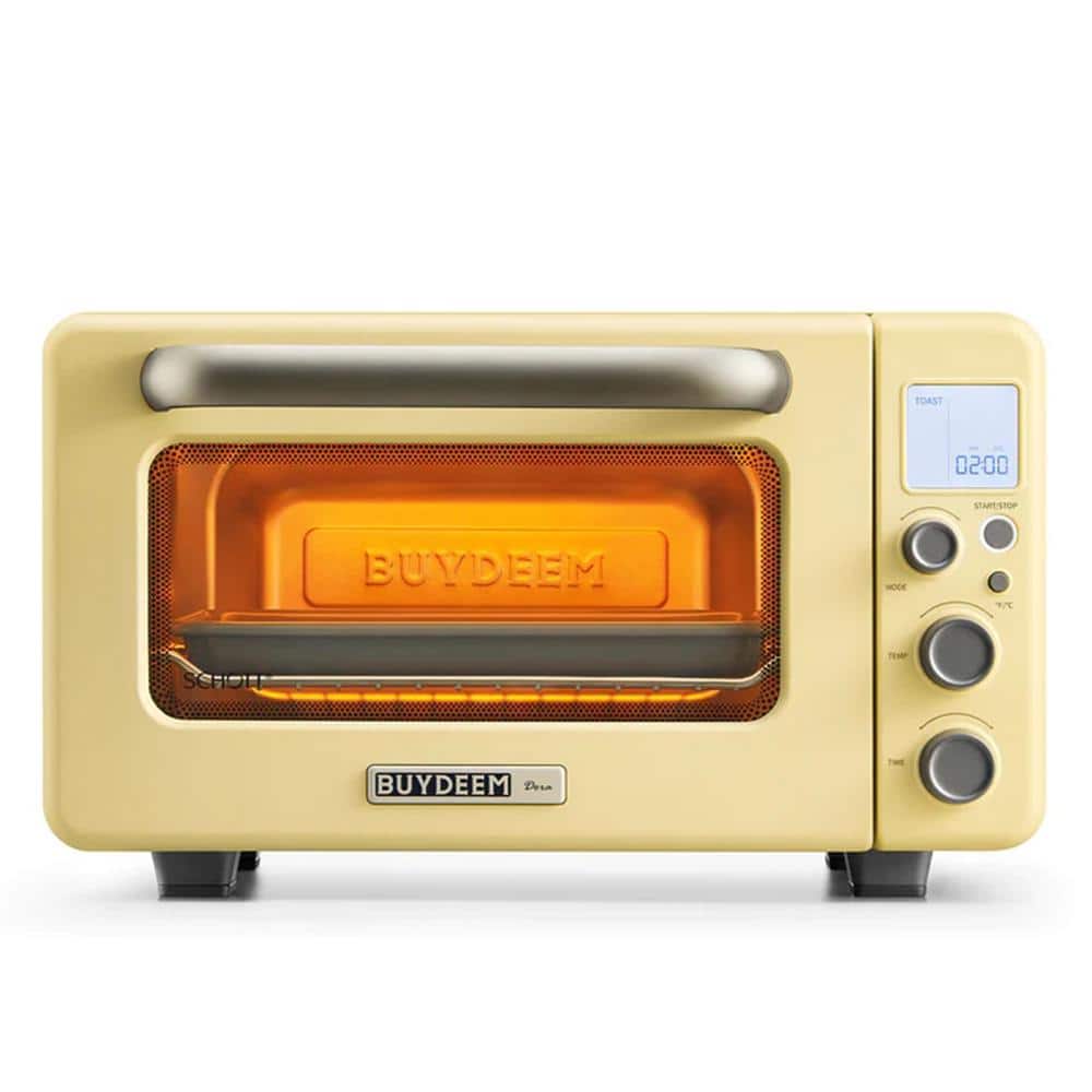 BUYDEEM 12.5 qt. 7-in-1 Mini Smart Digital Toaster Oven 1600W No Pre-Heat Needed Multifunction Toaster Oven(Mellow Yellow)