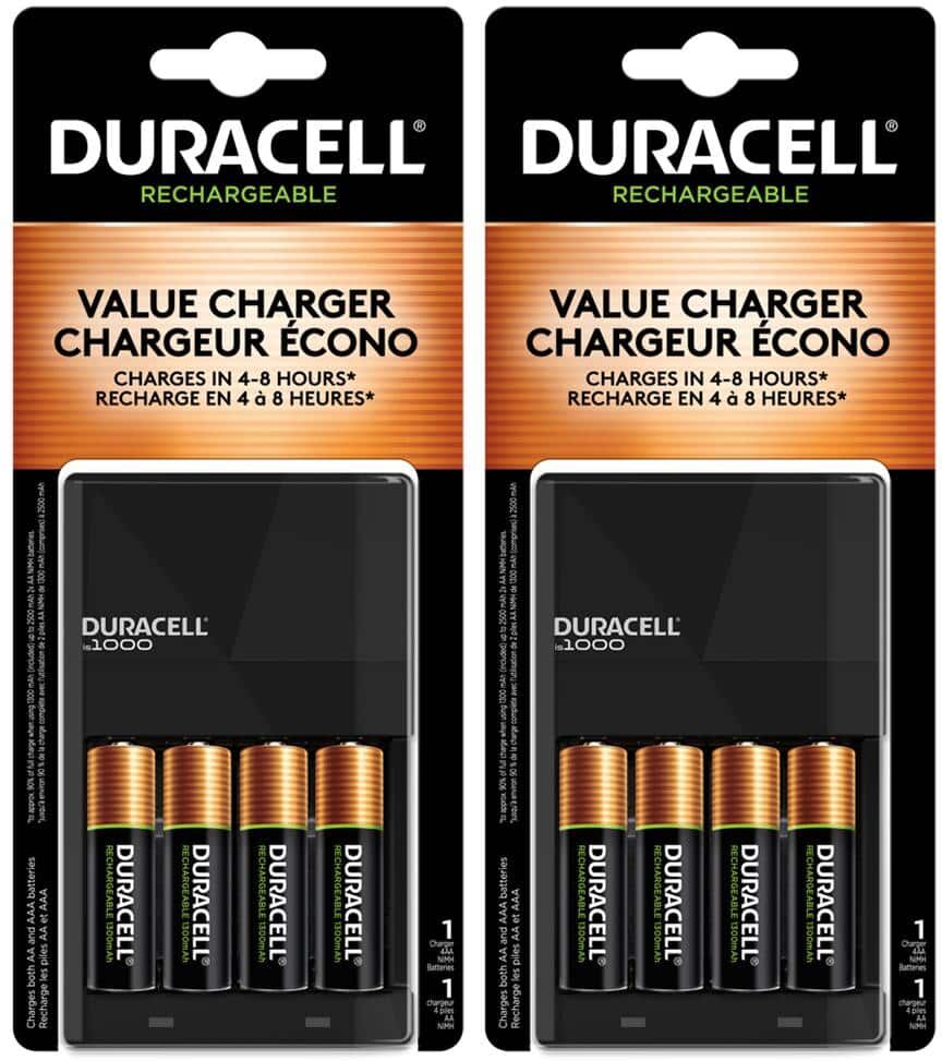 Duracell Coppertop Alkaline AA Battery Charger with 4 AA Rechargeable Batteries Included (8 Total Batteries)