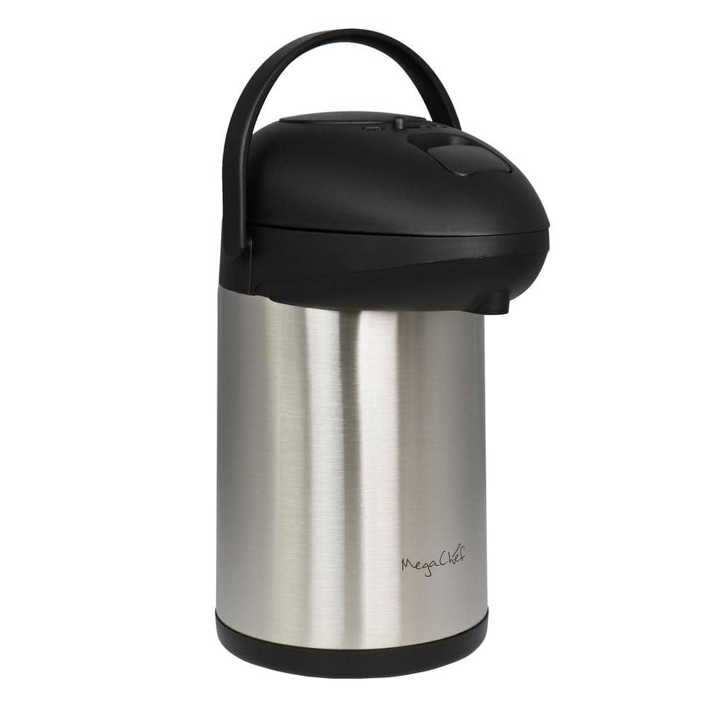 MegaChef 12 Cup Stainless Steel Silver Vacuum Body Pump Cap Air Pot