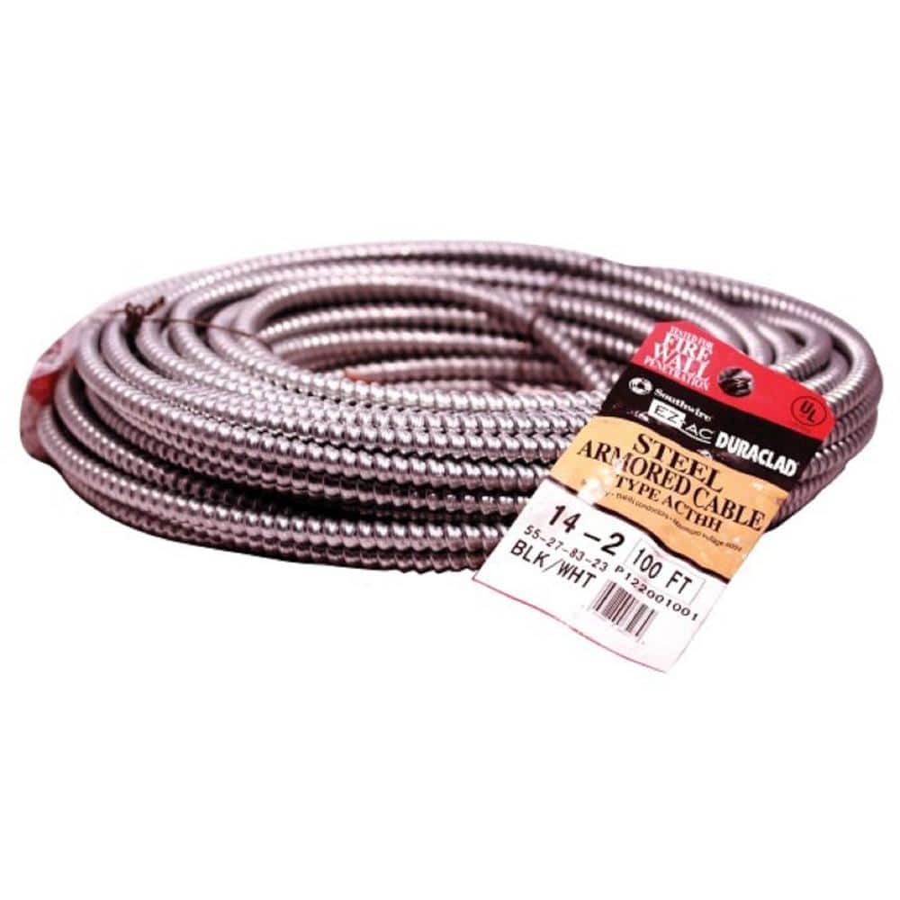 Southwire 100 ft. 14/2 600-Volt Duraclad Type BX/AC SA Light-Weight Steel Armored Cable Coil