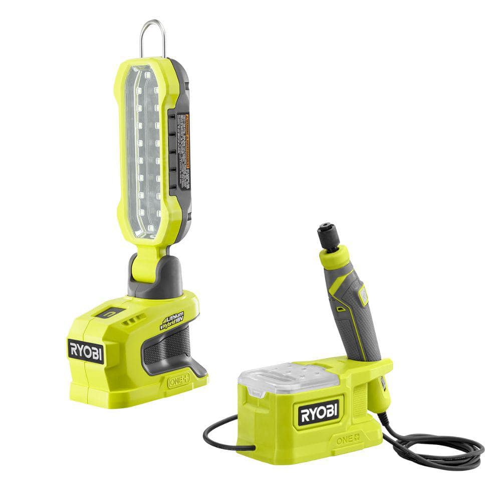 RYOBI ONE+ 18V Cordless 2-Tool Combo Kit with Hybrid LED Project Light and Cordless Precision Rotary Tool (Tools Only)