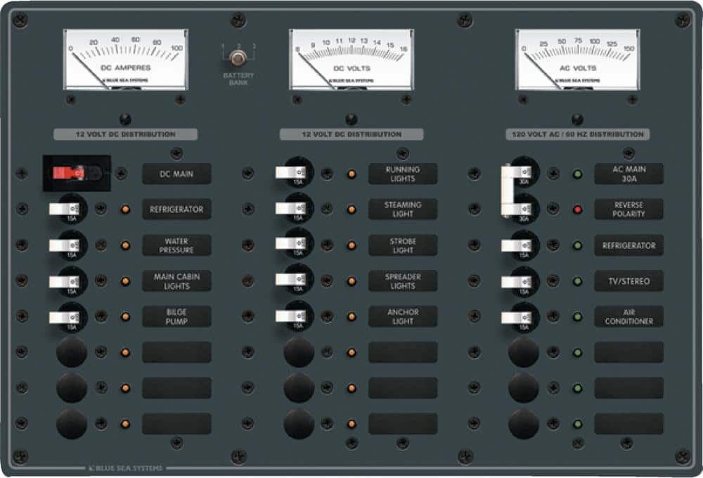 Blue Sea Systems AC Main + 6 Positions/DC Main + 15 Positions Circuit Breaker Panel