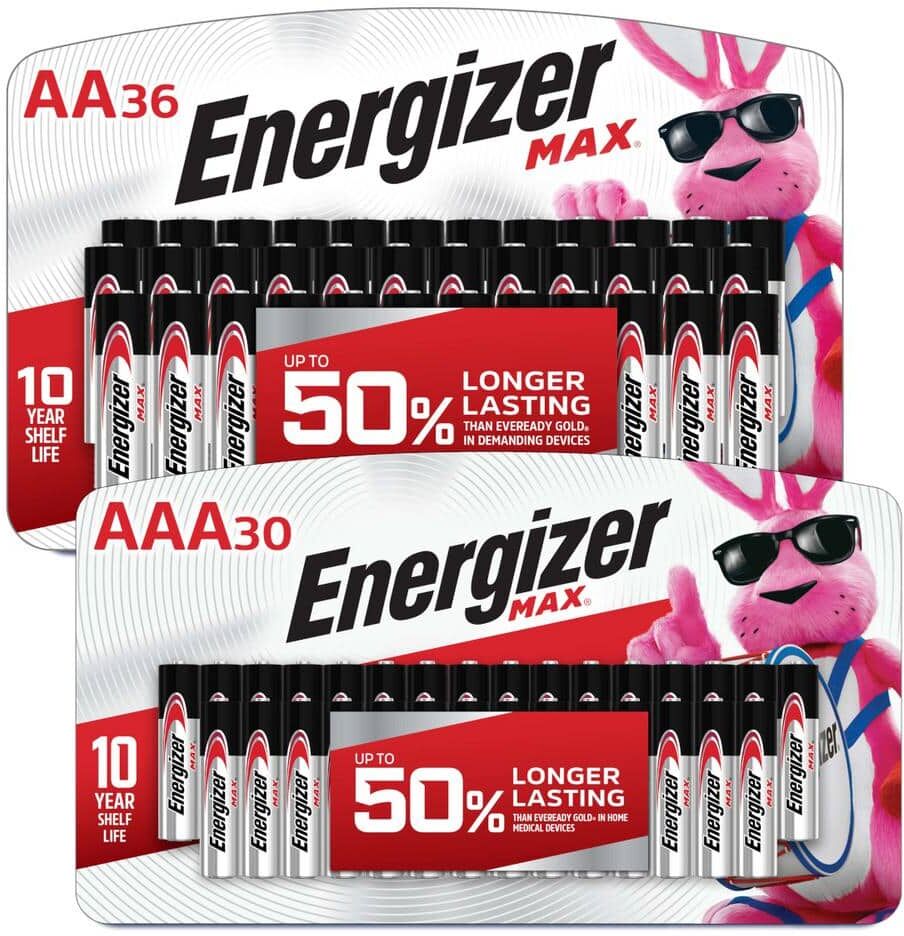 Energizer MAX Battery Bundle with AA (36-Pack) and AAA (30-Pack) Batteries