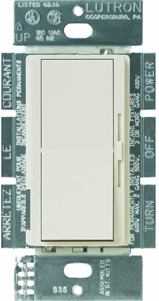 Lutron Diva Dimmer Switch for Electronic Low Voltage, 300-Watt/Single-Pole or 3-Way, Light Almond (DVELV-303P-LA)