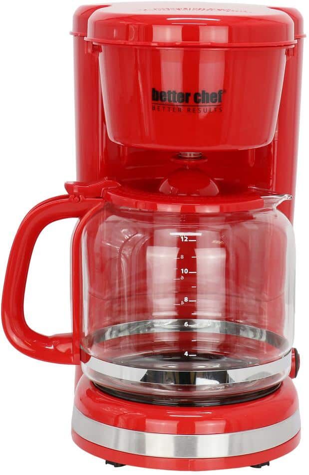 Better Chef 12-Cup 900-Watt Coffee Maker in Red