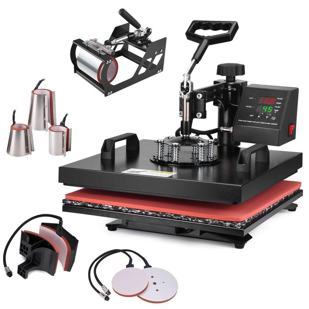 SEEUTEK 15 in. x 15 in. Pro Heat Press Machine 8 in 1 Combo 360 Swing Away T shirt Press Machine