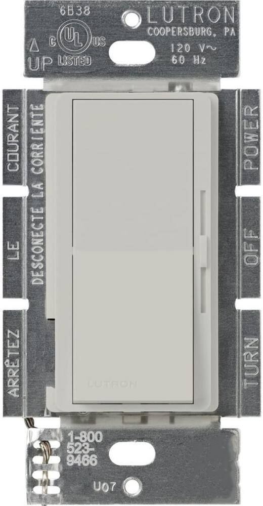 Lutron Diva Dimmer Switch for Electronic Low Voltage, 300-Watt/Single-Pole or 3-Way, Palladium (DVSCELV-303P-PD)