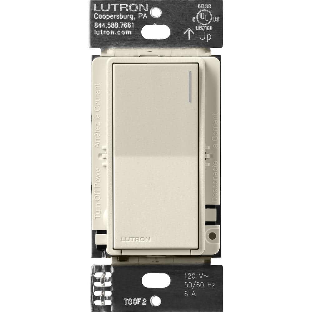 Lutron Sunnata Switch, for 6A Lighting or 3A 1/10 HP Motor, Single Pole/Multi Location, Pumice (ST-6ANS-PM)