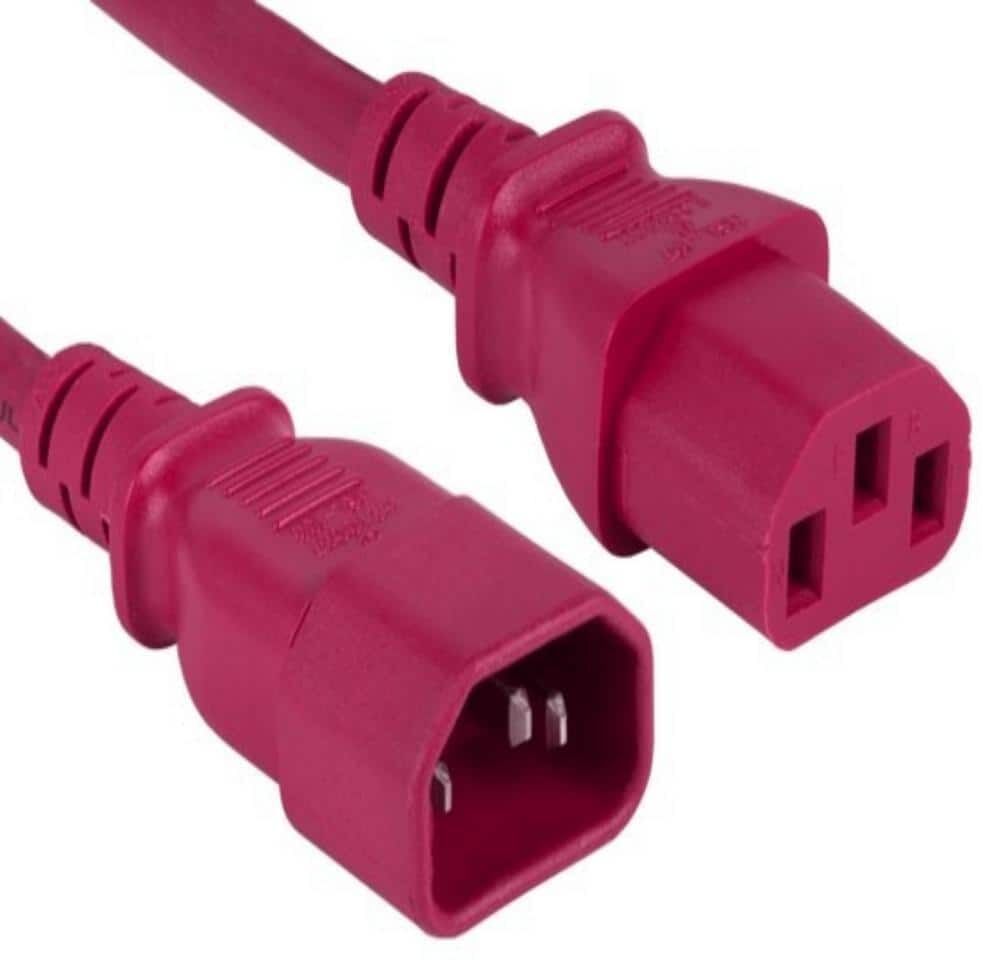 SANOXY 2 ft. 14 AWG Computer Power Extension Cord (IEC320 C13 to IEC320 C14), Red (4-Pack)