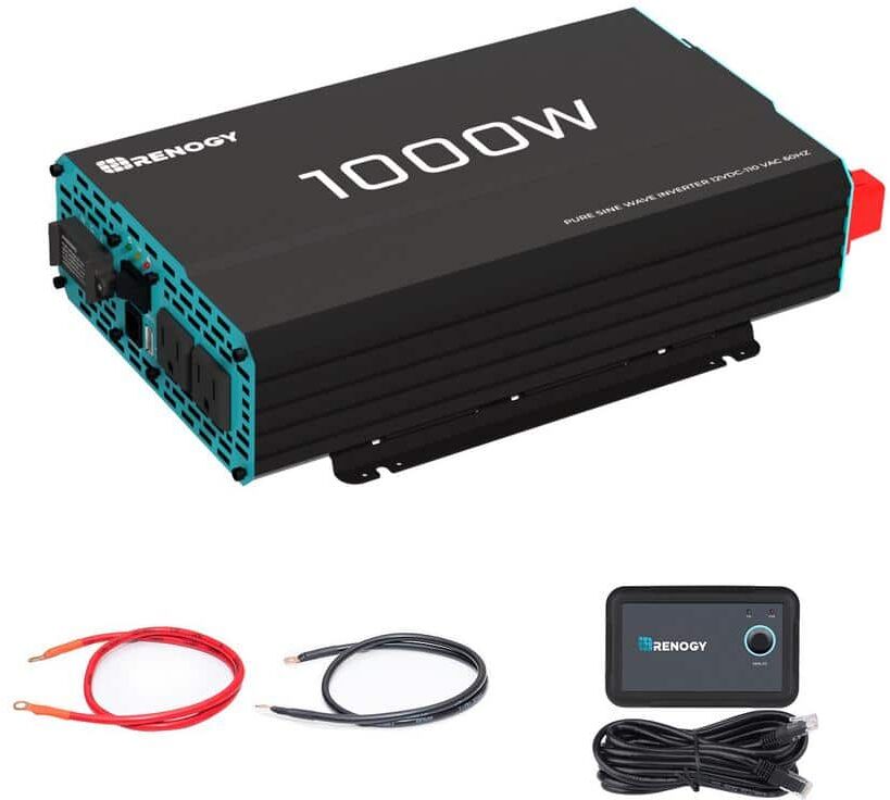 Renogy 1000-Watt Pure Sine Wave Inverter 12V DC to 120V AC Converter for Off-Grid Solar Power w/ Built-in 5V/2.1A USB Port