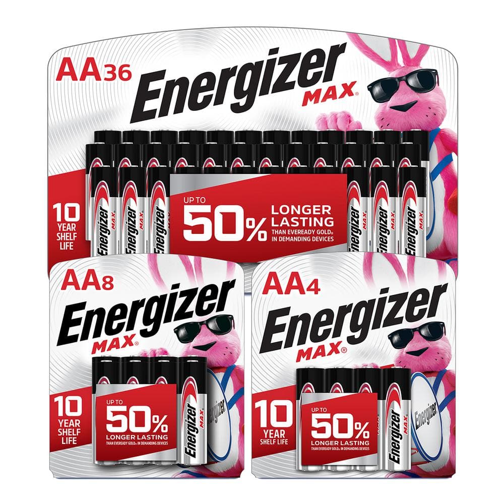 Energizer MAX AA (36-Pack), AA (8-Pack), and AA (4-Pack) Battery Bundle