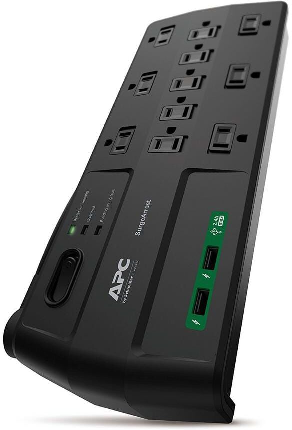 APC Black SurgeArrest 8 ft. Surge Protector with 11 outlets, 2 USB charging ports