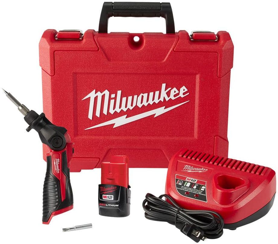 Milwaukee M12 12-Volt Lithium-Ion Cordless Soldering Iron Kit with (1) 1.5Ah Batteries, Charger & Hard Case