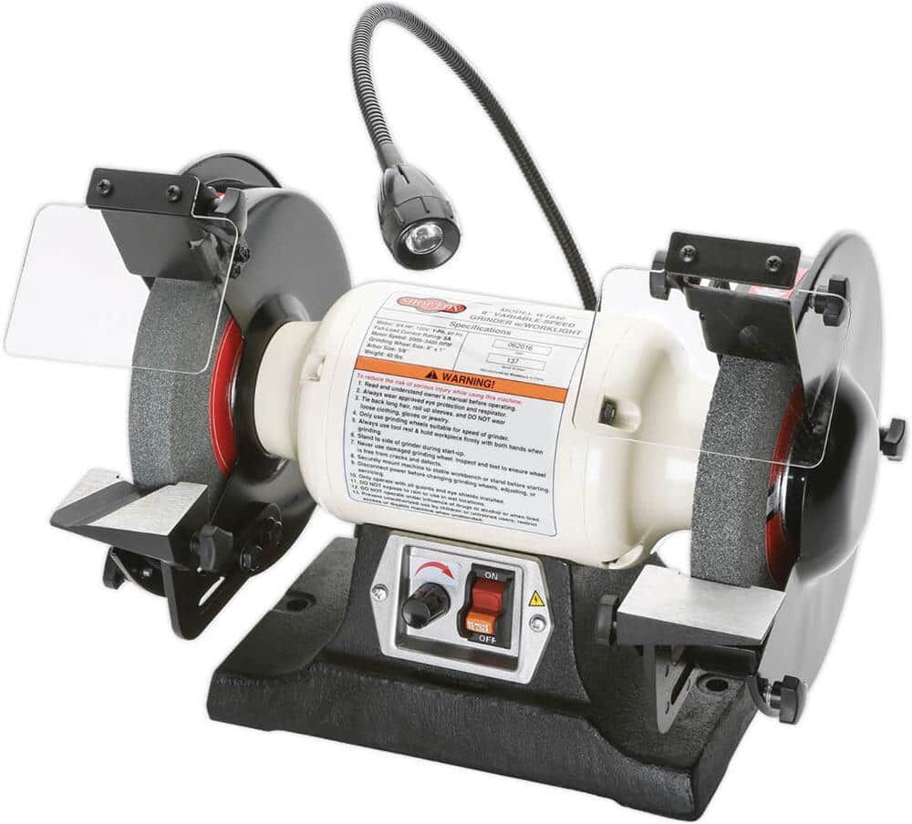 Shop Fox 8 in. Variable-Speed Grinder with Worklight