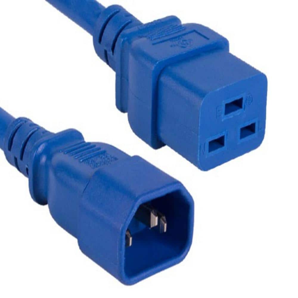 SANOXY 3 ft. 14 AWG 15 Amp 250-Volt Power Cord (IEC320 C14 to IEC320 C19), Blue (2-Pack)