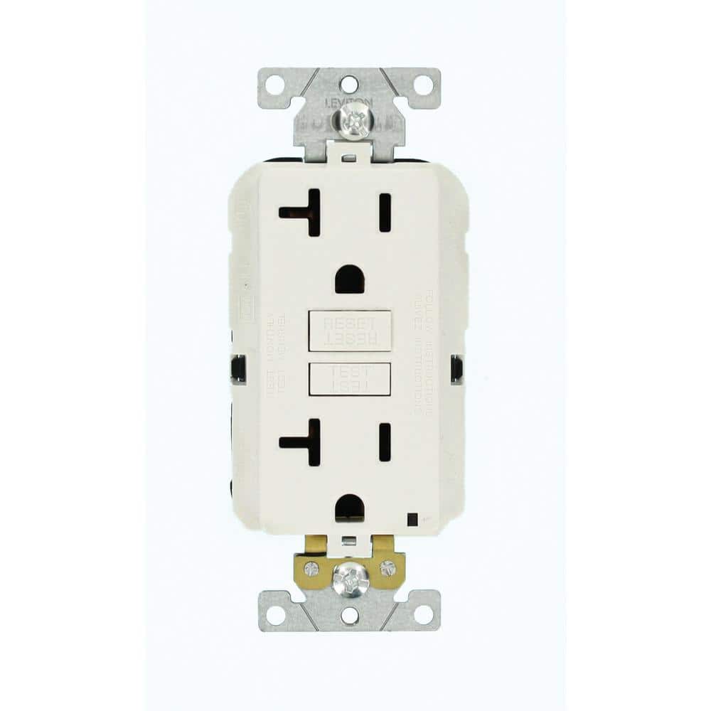 Leviton 20 Amp Lev-Lok Modular Wiring Device SmartlockPro Industrial Grade GFCI Outlet, White