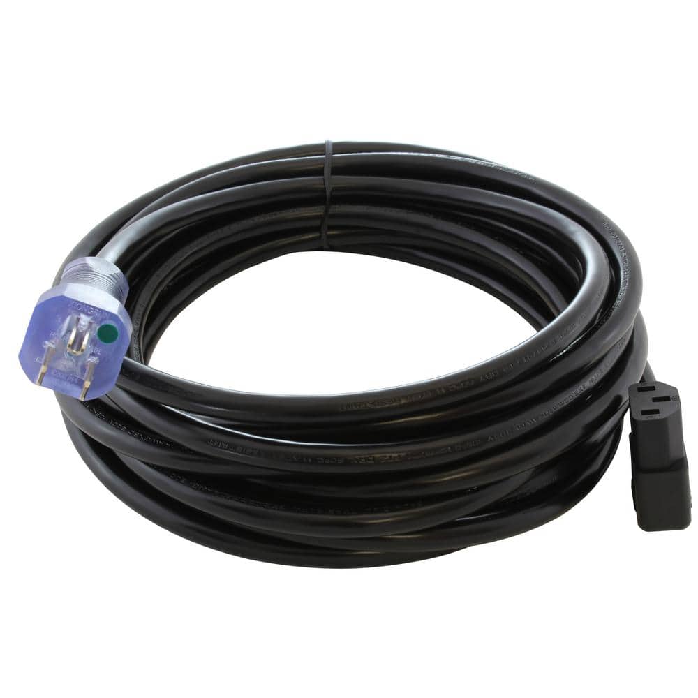 AC WORKS 20 ft. 14/3 15 Amp Medical Grade Power Cord with Right Angle IEC C13