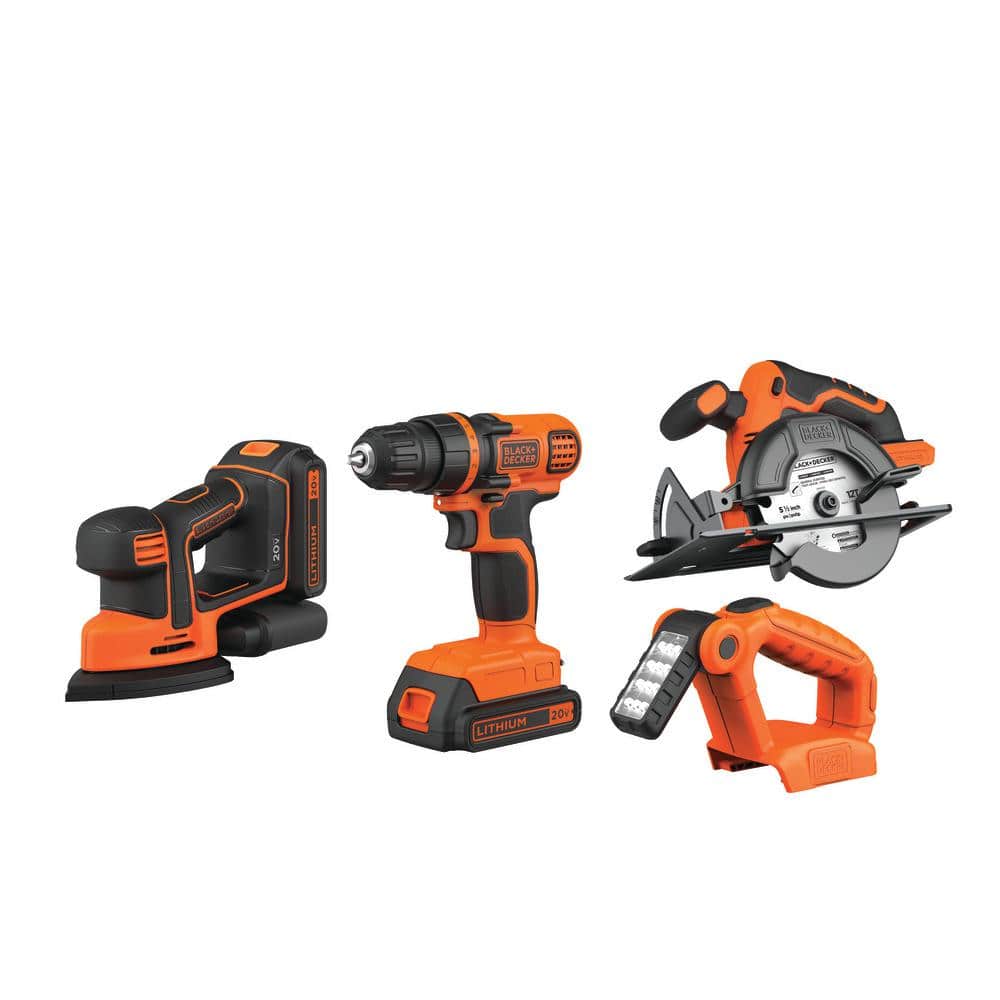 Black & Decker 20V Max Lithium-Ion Cordless 4 Tool Combo Kit with (2) 1.5Ah Batteries and Charger