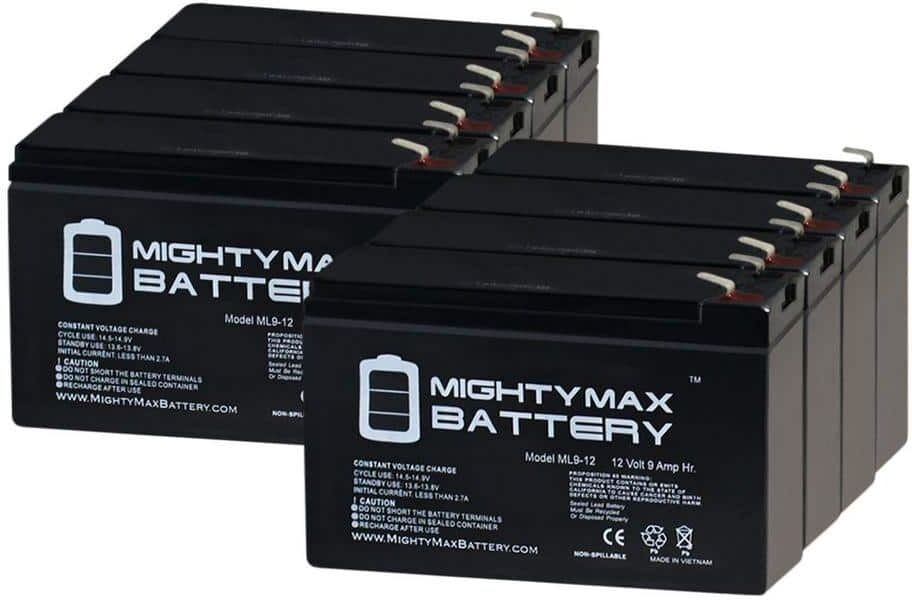 MIGHTY MAX BATTERY 12V 9Ah SLA Replacement Battery for Vapor X12 - 8 Pack