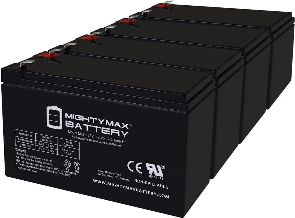 MIGHTY MAX BATTERY 12V 7Ah F2 Replacement Battery for Stanley J6BS Jump Starter - 4 Pack